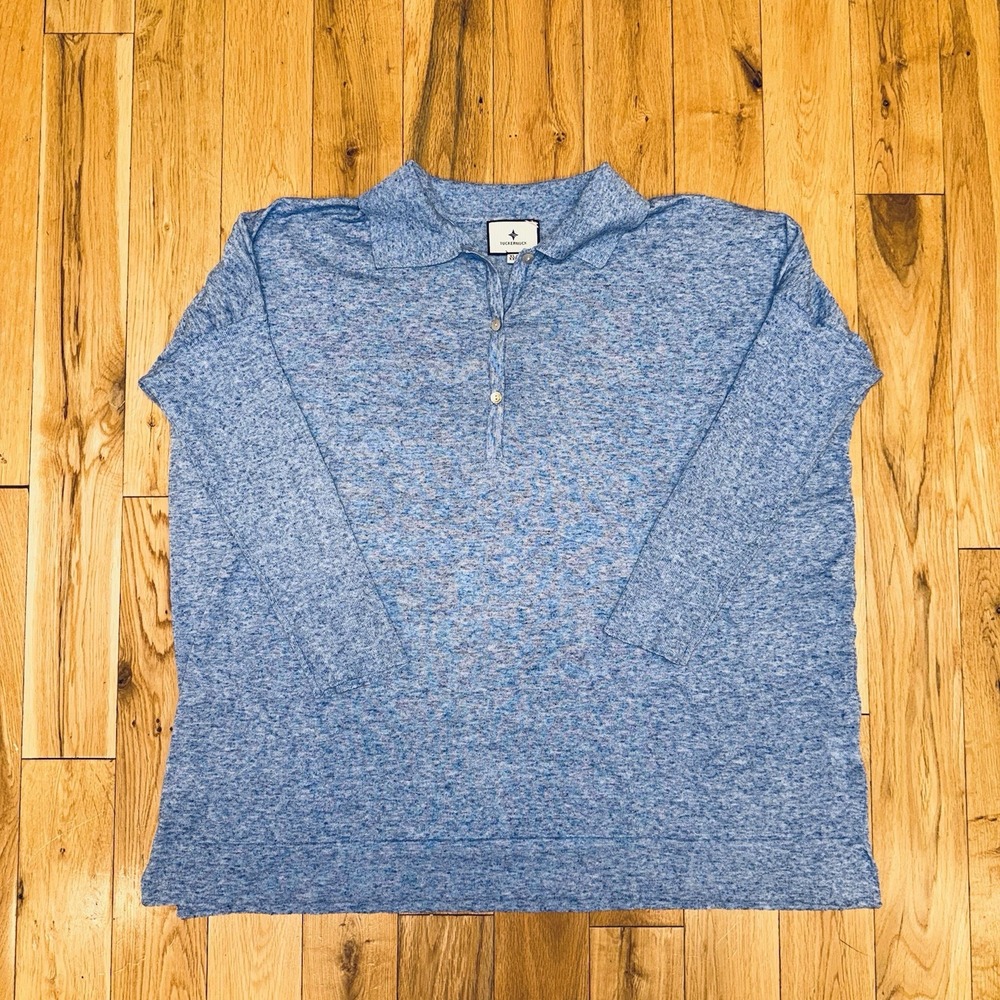 Tuckernuck Clayton Womens Blue Size XL/XXL Knit‎ Linen Blend Casual Blouse